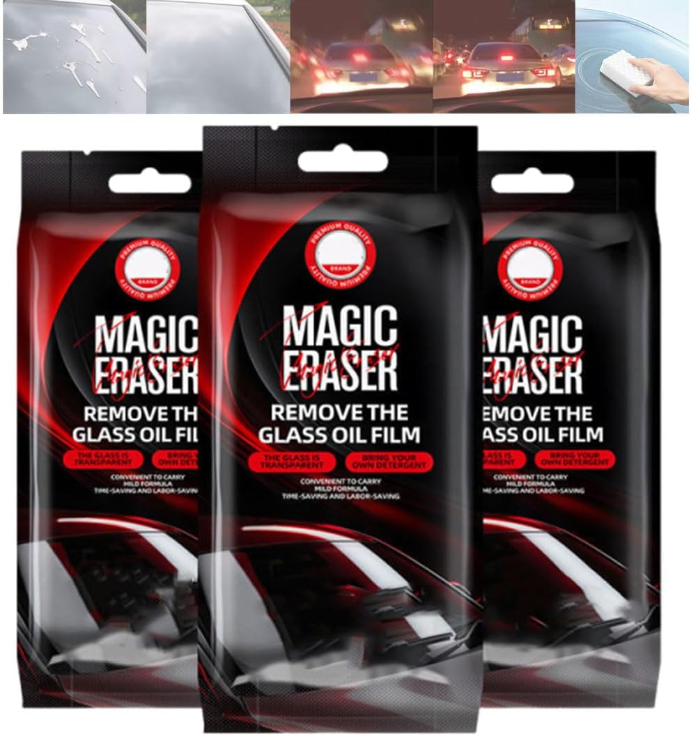Car Glass Film Magic Cleaning Sponge,Non-Scratch Window Cleaning Sponges,Car Windshield Cleaner Tool,Anti-Rain Fog Windshield Glass Oil Film Remover (5PCS)