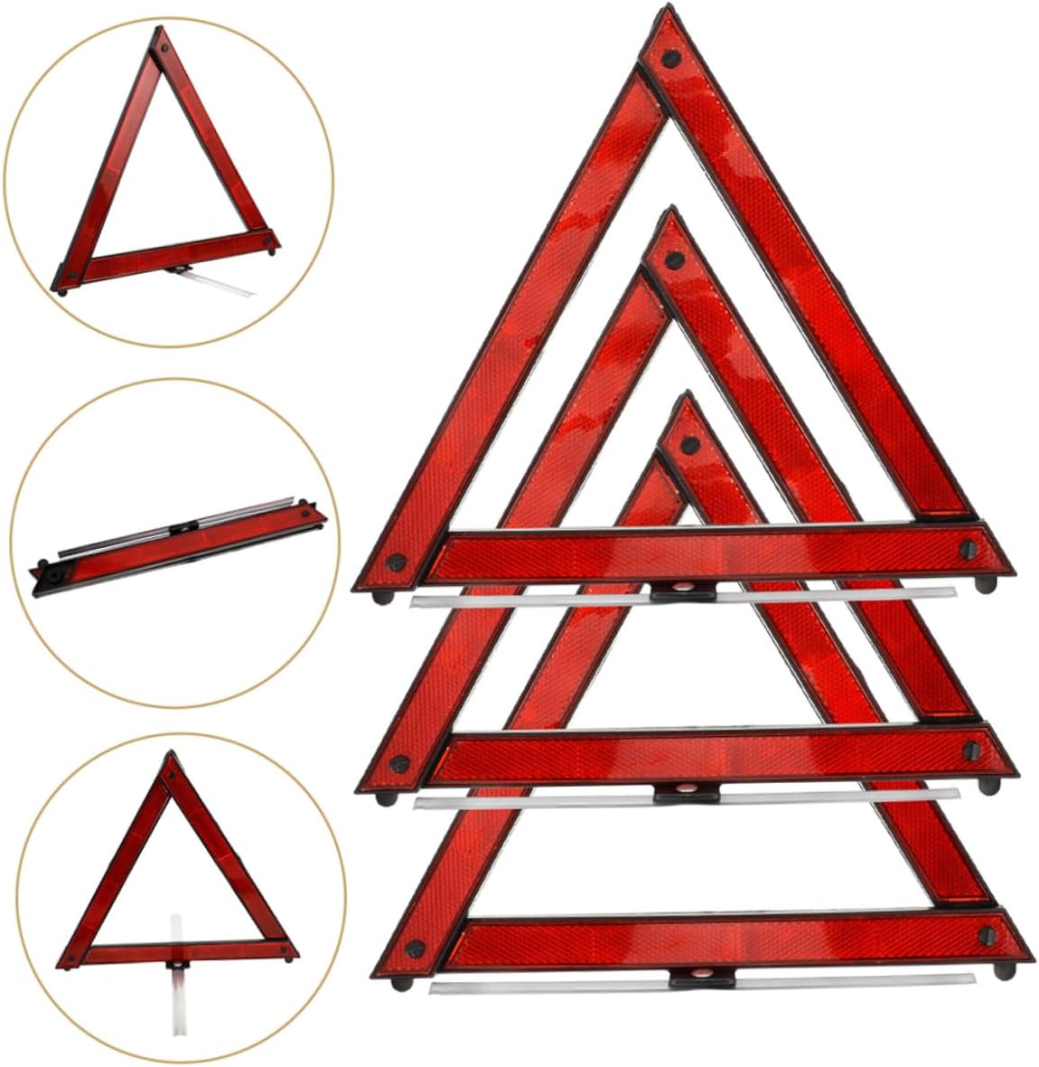 4pcs Vehicle Warning Triangles Durable Plastic Road Safety Emergency Set