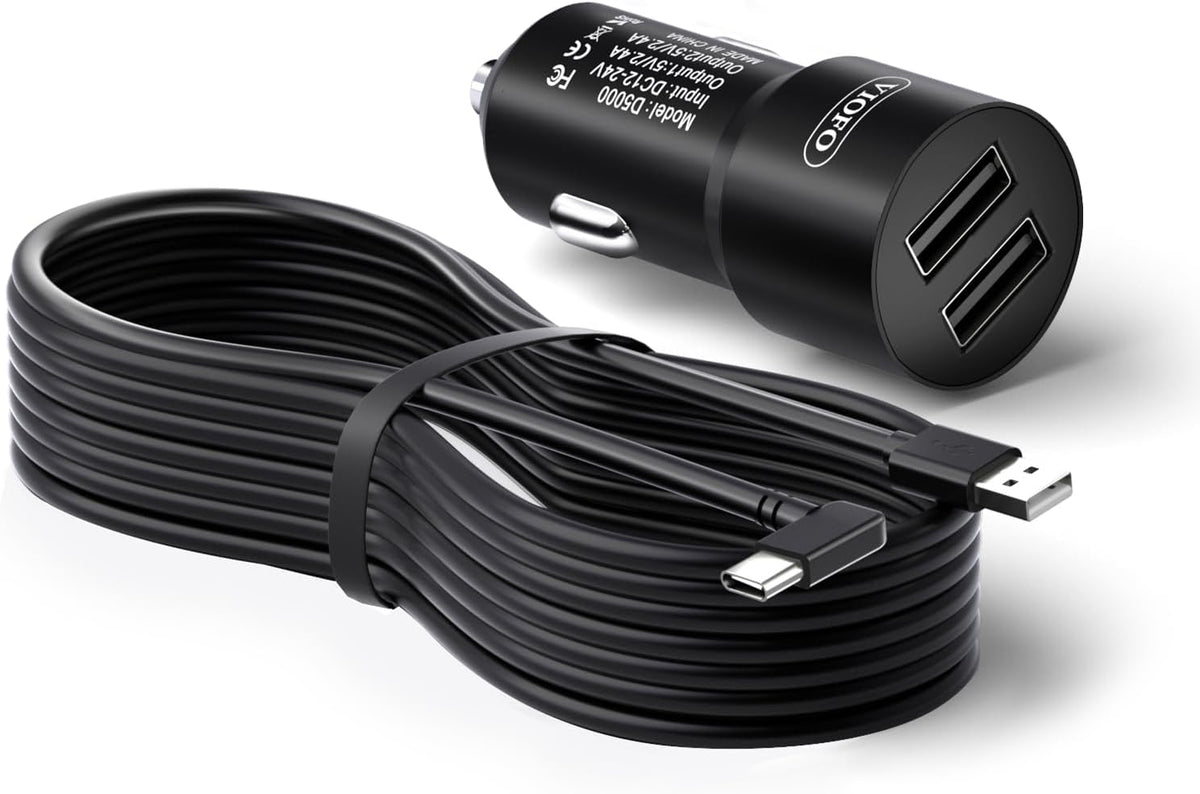 VIOFO D5000 Type-C USB Cigarette Charger with 11.4ft(3.5M) Power Cable