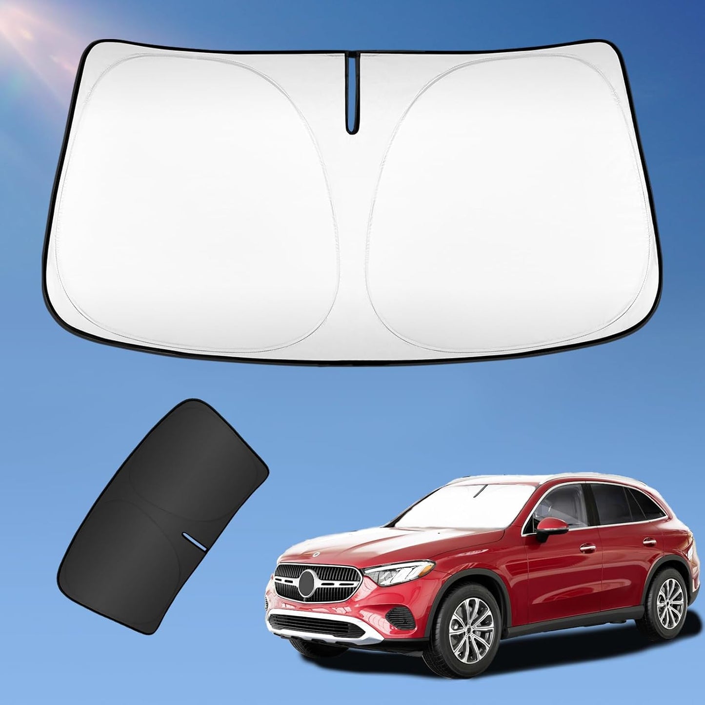 for Ford F150 F-150 F250 F350 F450 2015-2020 Sun Shade Sunshade Windshield Cover - 4 Layers Front Window Shade 250T Foldable Shade Custom Sun Visor Blocks UV Rays Truck Accessories