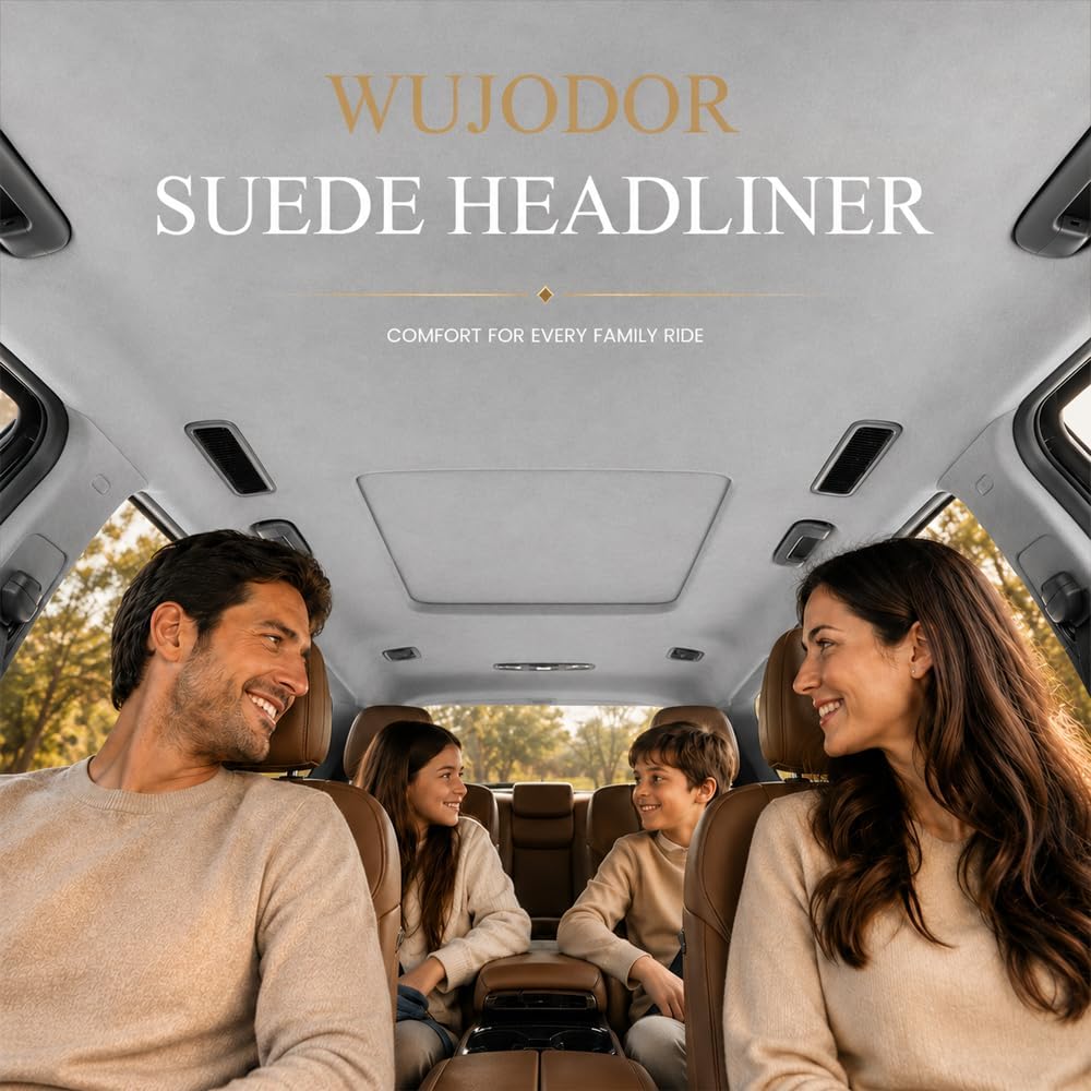 Auto Suede Headliner Fabric Material with Foam Backing, 36" x 60" | 5+ Yr Lifespan & 3-6 dB Noise Cut, Automotive Roof Liner Replacement for Cars, Trucks, SUVs, RVs, Boats, DIY Upholstery