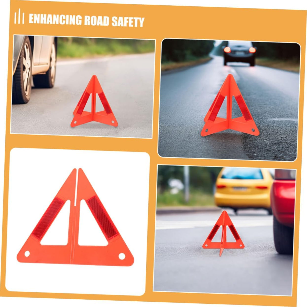 5pcs Red Plastic Warning Triangle Reflectors for Vehicle Roadside Alerts