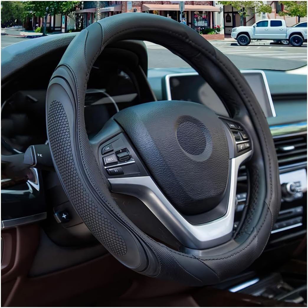 Osilly 15 Inch Artificial Leather Steering Wheel Cover, Coffee