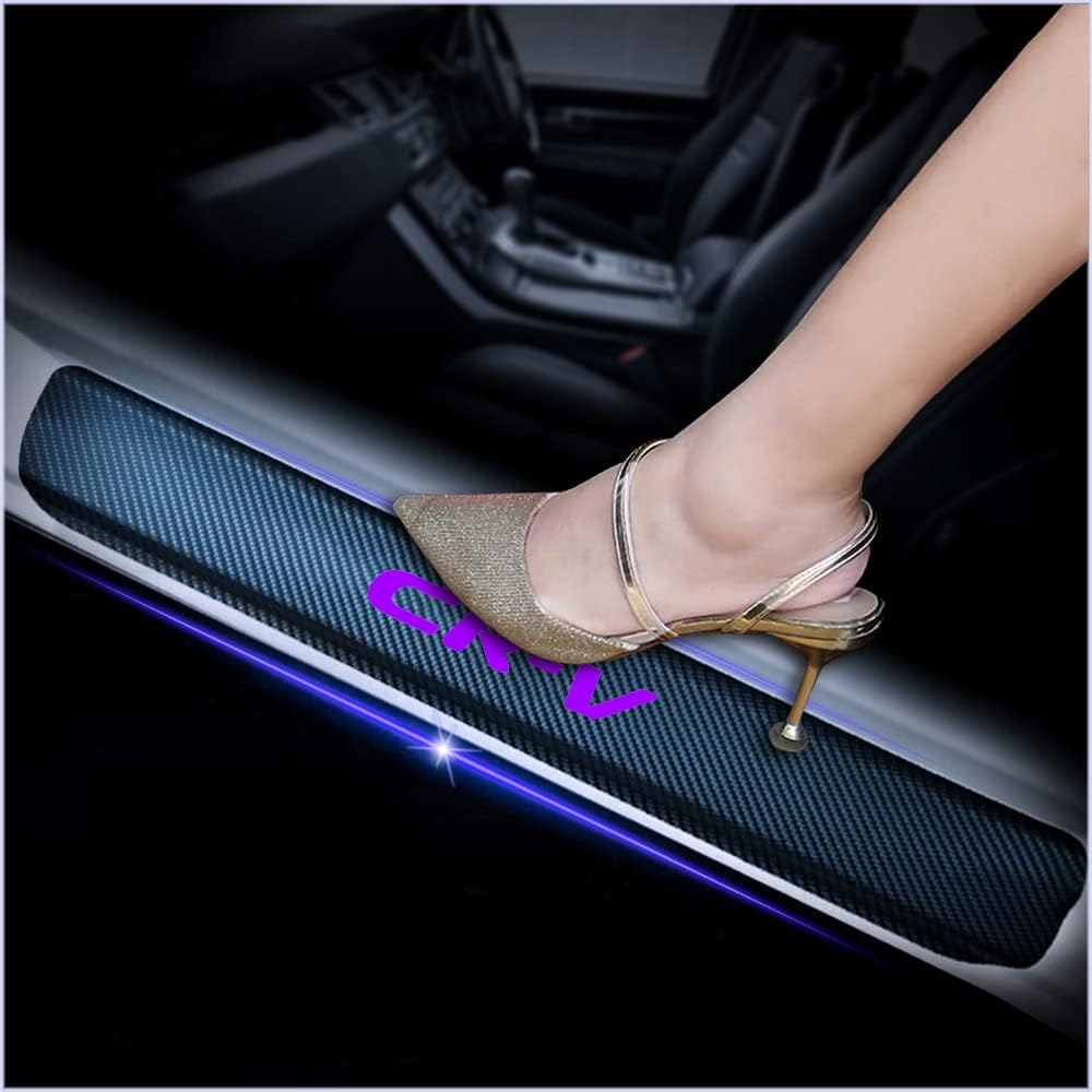 4Pcs Car Door Sill Protector for Honda CR-V, Carbon Fiber Anti-Scratch Guard for Honda CRV Accessories - Self-Adhesive Car Door & Sill Protector -RED