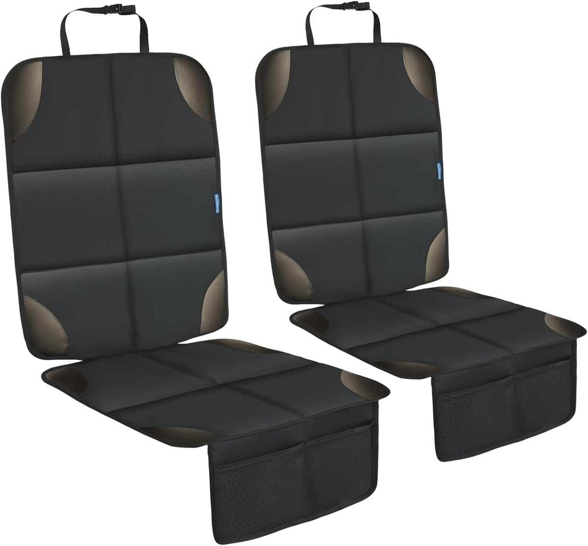 Car Seat Protector for Child Carseat, 2 Pack Protect Car Seat Cover for Baby with Thickest Padding and Non-Slip Padded Backing Mesh Pockets Kids Pets Car Back Seat Protectors(Black)