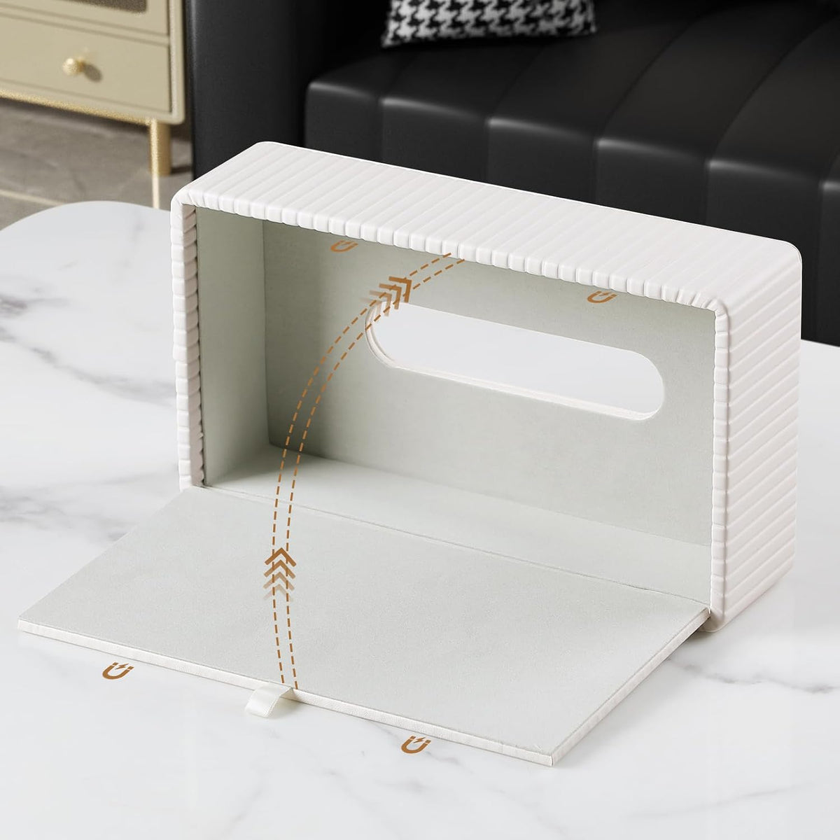 Short Tissue Box Cover, Rectangle Tissue Box Holder, Cream
