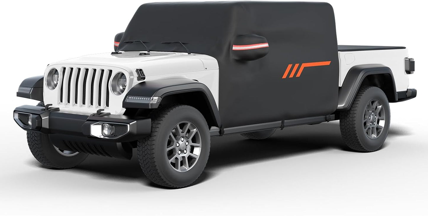 JOYTUTUS Cab Cover Compatible with Wrangler JK JL 4 Doors 2007-2026 | UPF 50+ Oxford, Zipper Access to Driver Door & Tailgate, Windproof Straps with Hooks, Reflective Stripe, Storage Bag Included
