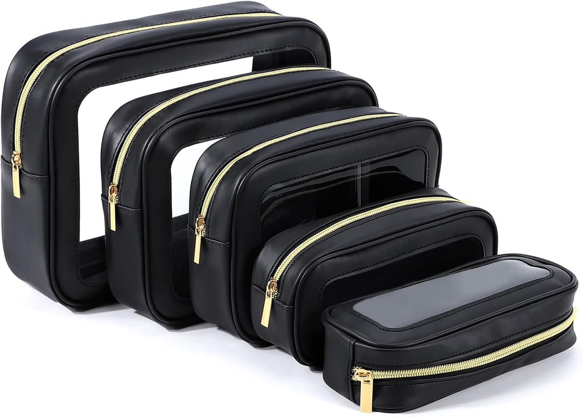 YOPCDJ 5PCS Diaper Bag Organizer Pouch Set, TSA Approved Toiletry Bag,Clear Waterproof TPU Makeup Bag Set Travel Organizer Bags for Women and Kids