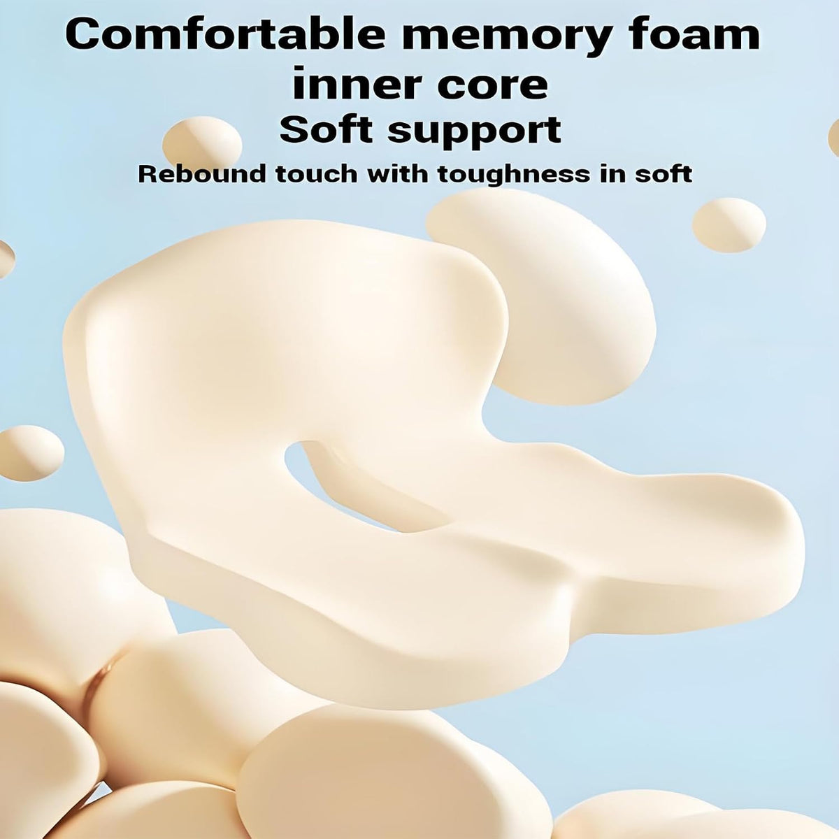 Seashell Memory Foam Seat Cushion -for Office Chair, Truck seat, Car Seat, Airplane Back Support & Sciatica Relief & Tailbone & Coccyx Pain Relief for Long Sitting and Driving(Black)