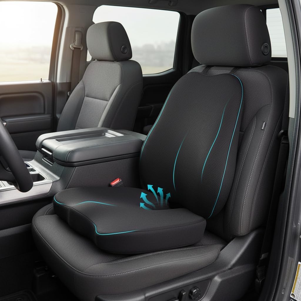 Memory Foam Car Seat Cushion, Ergonomic Pad for Driving & Office