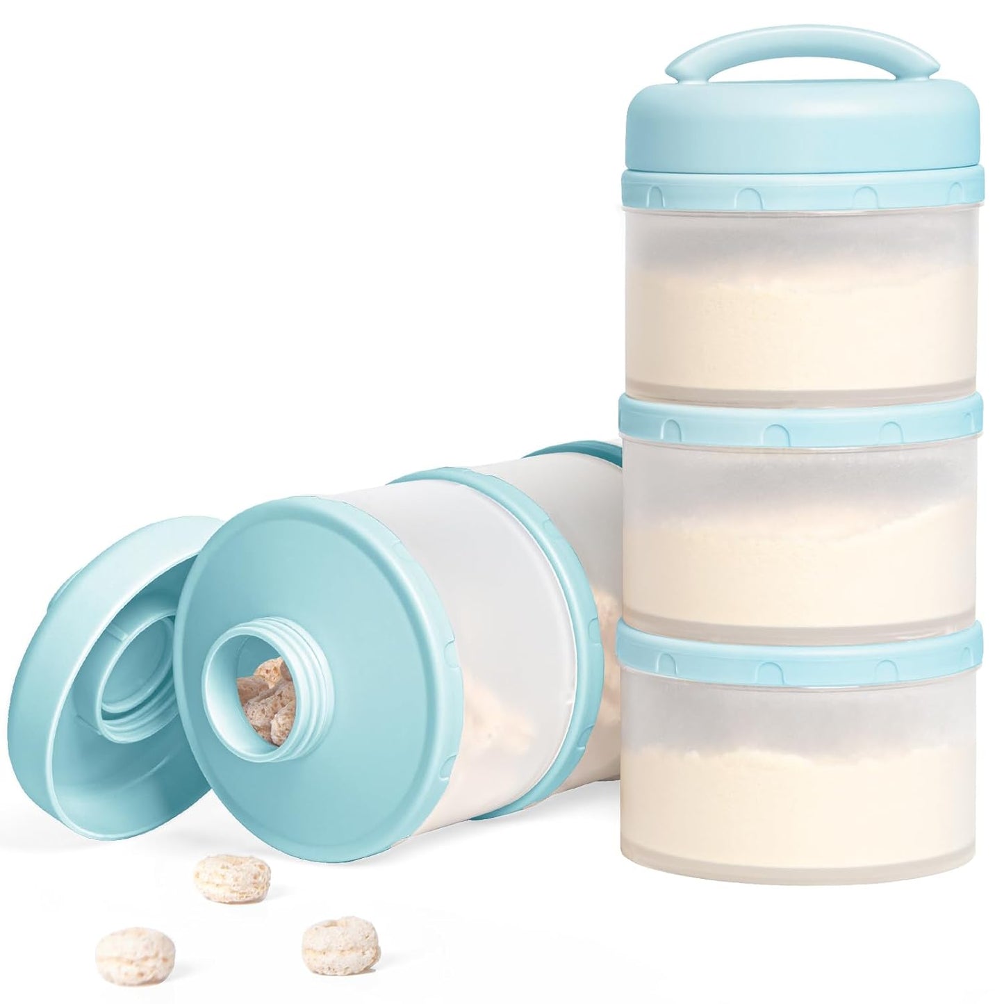 Termichy Stackable Formula Dispenser Portable Milk Powder Container, 2 Pack, Warm Grey