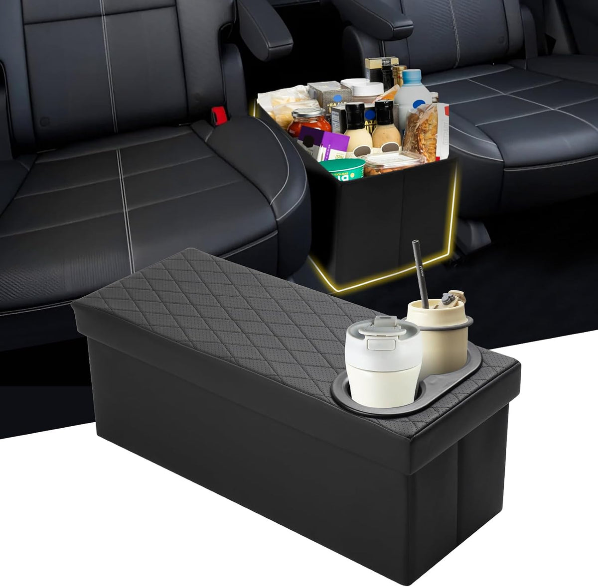 Mixsuper Liner Car Seat Organizer for 2015-2020 Chevy Tahoe/GMC Yukon, Console Organizer Backseat Box for Chevy Tahoe, Dog Box Storage Bin Supplies Travel Accessories