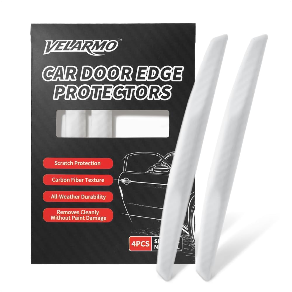 4PCS Car Door Edge Guards 3D Carbon Fiber Scratch Protector Black