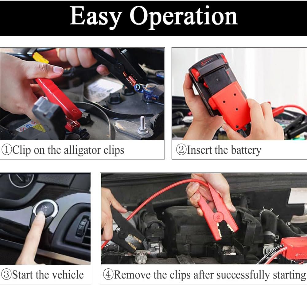 GRZWAYS Jumper Cables alligator Compatible with Mil.waukee M18 18V Battery