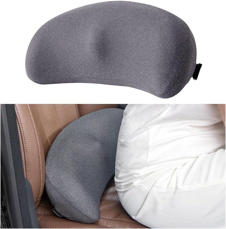 Car Lumbar Support Pillow, Memory Foam Driver Seat Lumbar Pillow for Sciatica, Coccyx, Lower Back Pain Relief, Auto Interior Back Support Cushion for Long Sitting, Universal Fit (Dark Gray)
