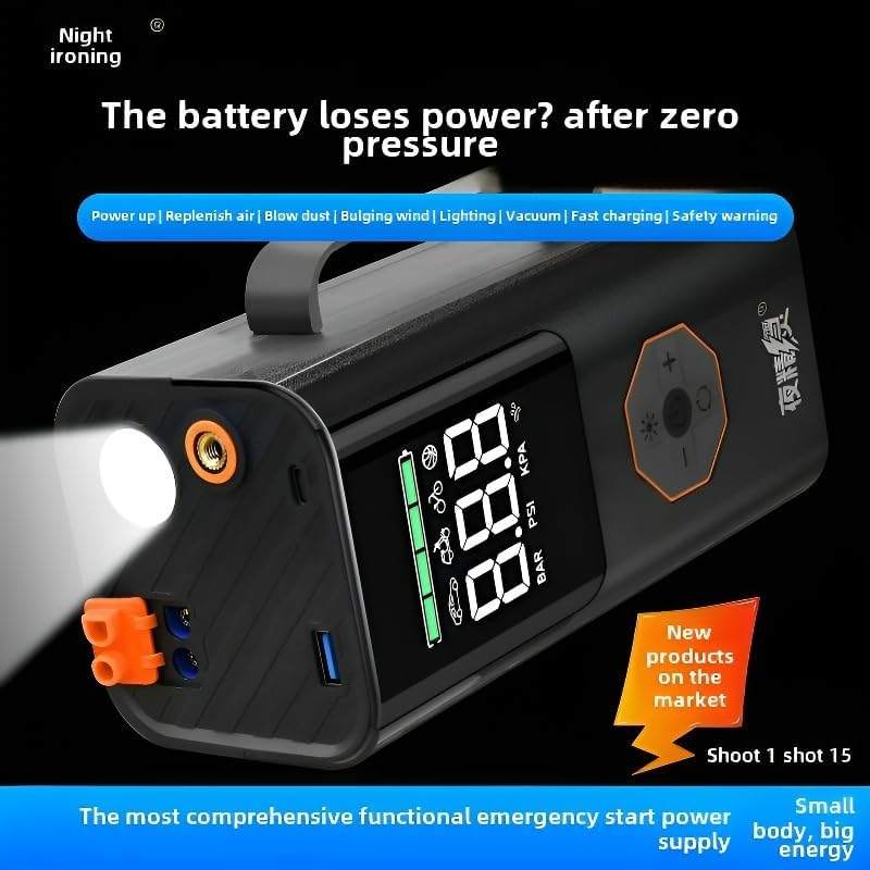 Night Essence 10000A Car Battery Jump Starter(for All Gas or up to 12L Diesel) Powerful Car Jump Starter with Dual USB Quick Charge and DC Output,12V Jump Pack with Built-in LED Bright Light
