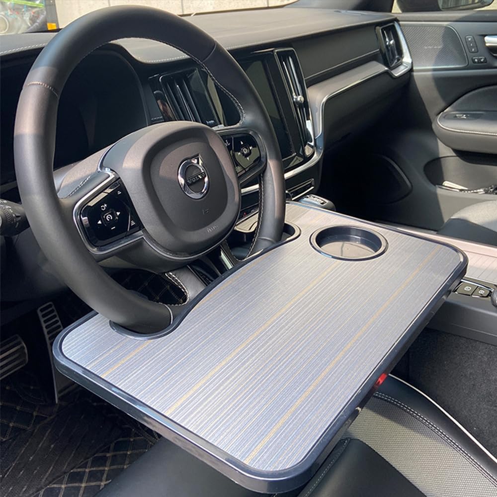 Car Desk for Laptop, 16" Steering Wheel Tray for Car, Brown