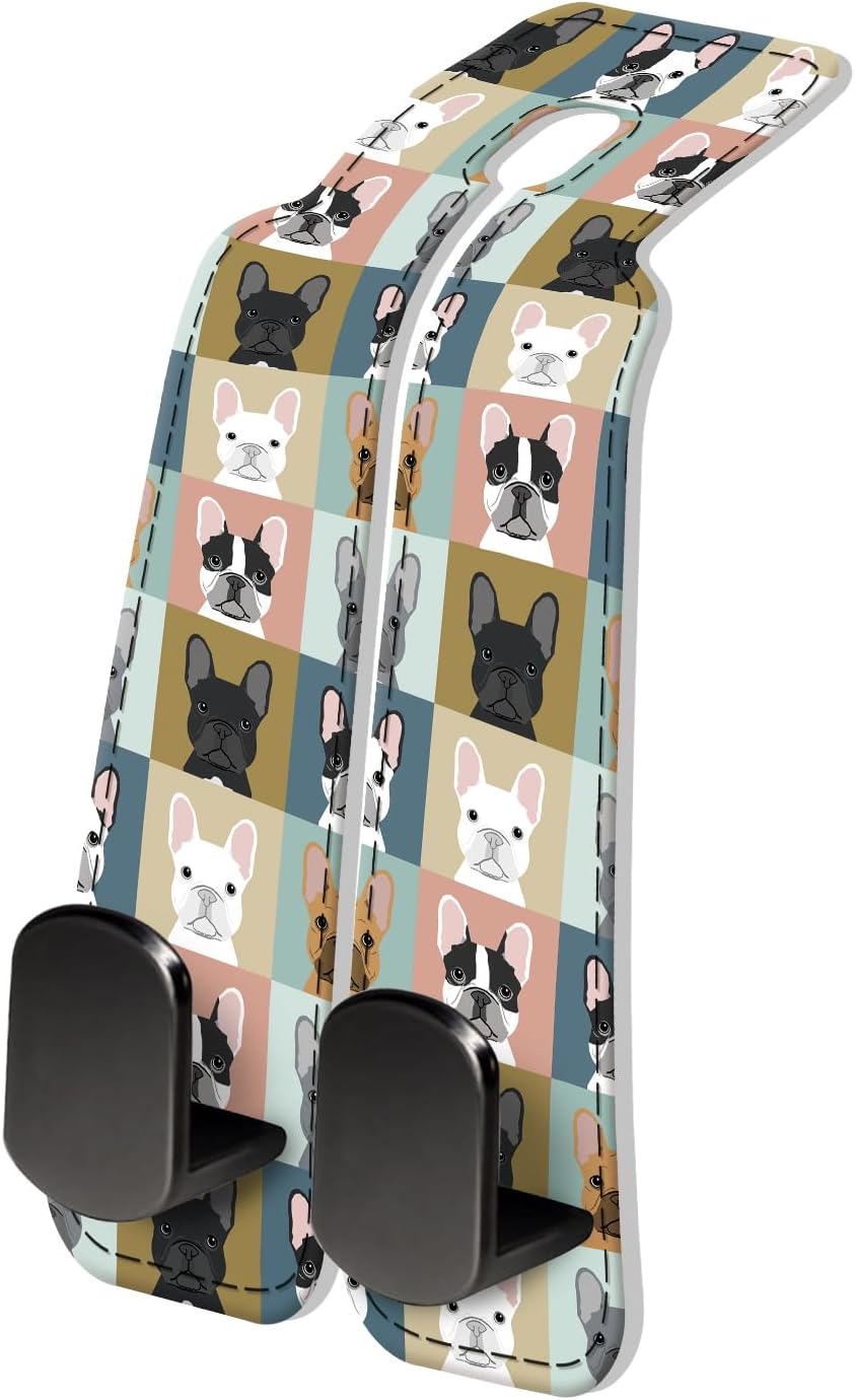 PU Leather Car Seat Hook, Storage Headrest Hanger, Cute Car Backseat Organizer, Car Hooks for Purses and Bags Multicolor Cat