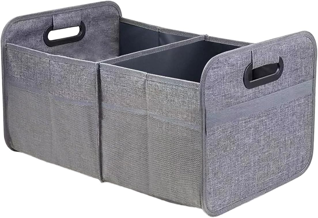 Car Trunk Organizer, Collapsible Multi-Compartment Auto Storage Box with 4 Pockets, Waterproof Oxford Fabric Car Trunk Container Accessories for Sedan SUV Truck (Colorful)