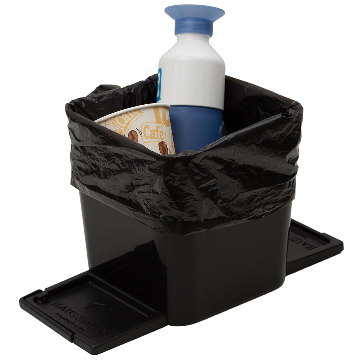 Car Trash Can with Stability Wings – Leakproof Portable Garbage Bin for Fabric & Rubber Mats – Compact Durable Plastic Auto Organizer for Cars, SUVs, Trucks (Black, Small)