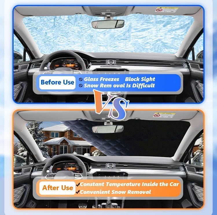 Car Windscreen Covers for Buick Excelle 2018-2023 Car Frost Windscreen Cover with Side Wing Mirror Cover Car Windshield Snow Cover Against Snow Frost UV Dust B 245 * 145(Normal/A 230 * 145)