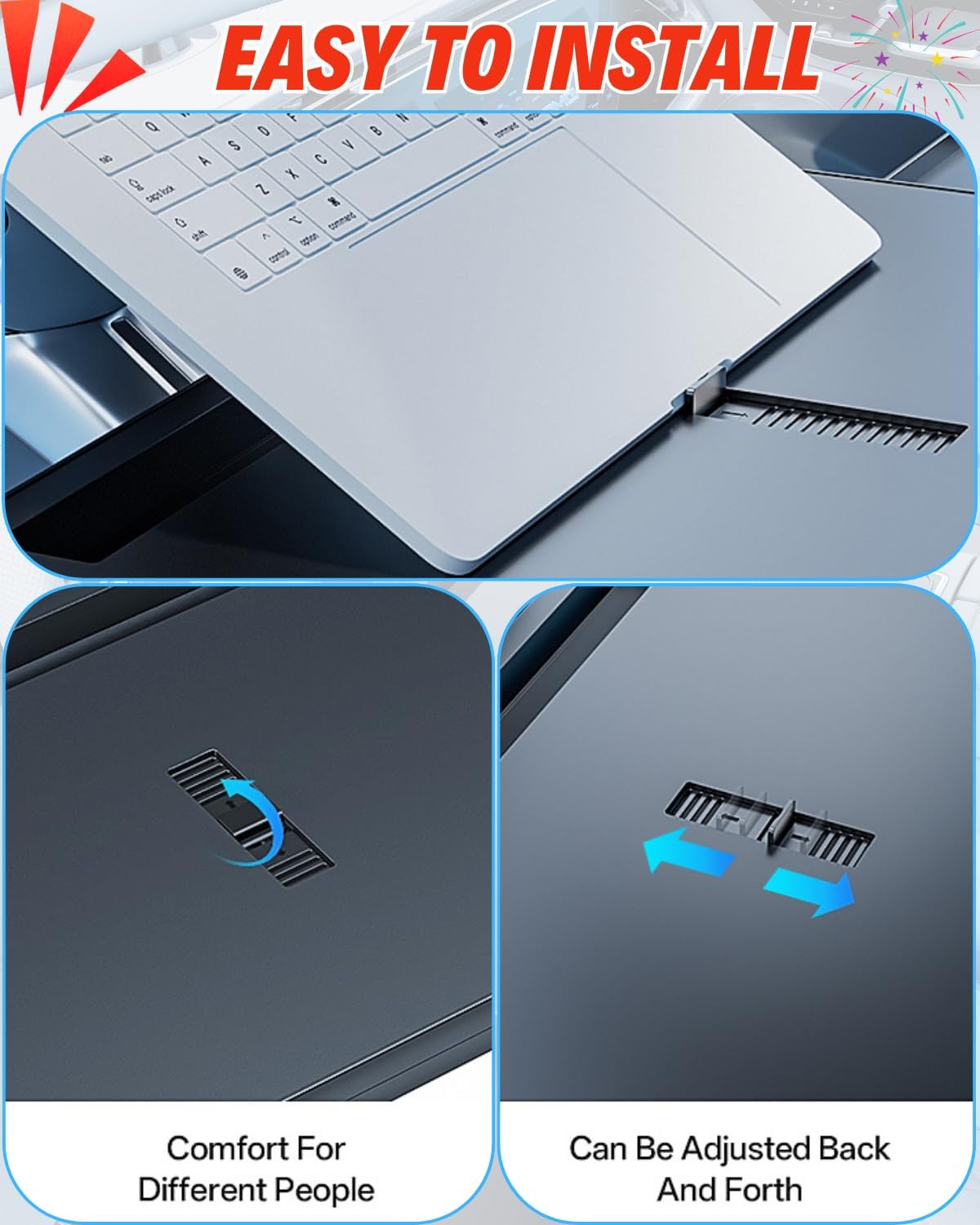 Steering Wheel Laptop Tray for Car, Adjustable Workstation Desk