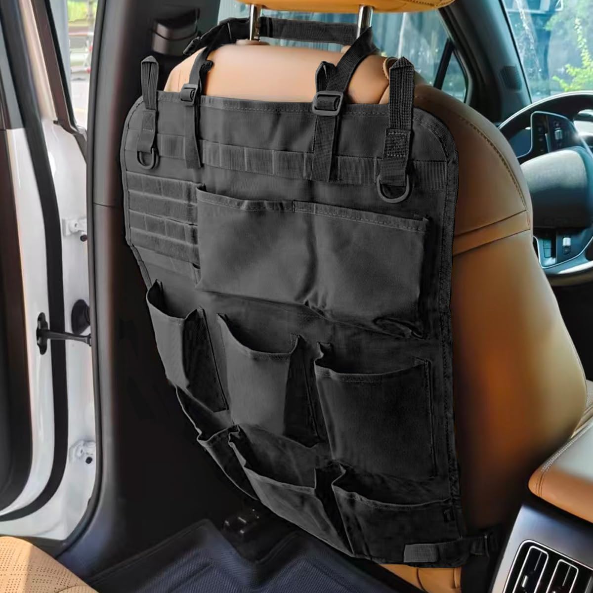 Car Backseat Organizer, Waterproof Oxford Automotive Seat Back Protector with 8 Pockets, Hanging Vehicle Behind Seat Storage Bag, Universal Travel Accessories for RV, SUV, Truck(Green)