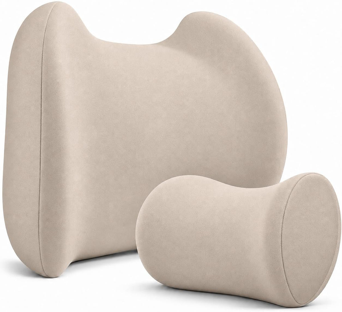 Lumbar & Neck Support Pillow Kit - Black - Back & Neck Support Pillow for Car & Office Chair - Memory Foam Pillow - Ergonomic Pillow for Neck & Back Pain