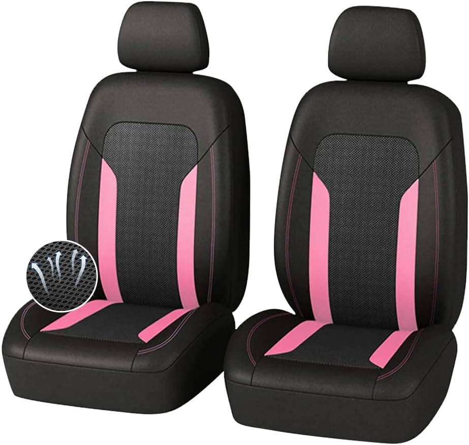 4PCS Cooling Car Seat Covers,Breathable Front Seat Covers with Mesh Construction and Foam Padding,Car Seat Protector to Reduce Back Sweating,Universal Car Interior for Car SUV (Black)