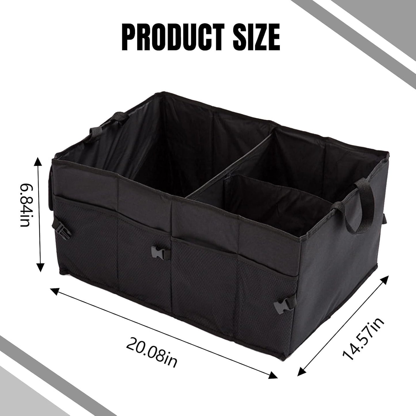 Hovom 2PCS Car Trunk Organizer, Collapsible Trunk Backseat Organizer, Multi-Compartment Car Organizers and Storage, Foldable Trunk Storage Organizer for SUV, Road Trip Essentials Accessories (2PCS)