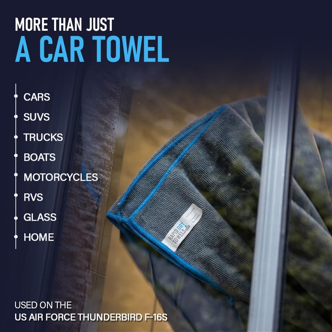 Rapid Dry Towels Original 2.0 Microfiber Car Drying Towel | 150 x 75cm | Extra Large Channel Weave Drying Cloth | Ultra Absorbent, Scratch-Free, Auto Detailing Towel for Cars SUVs Trucks & Boats
