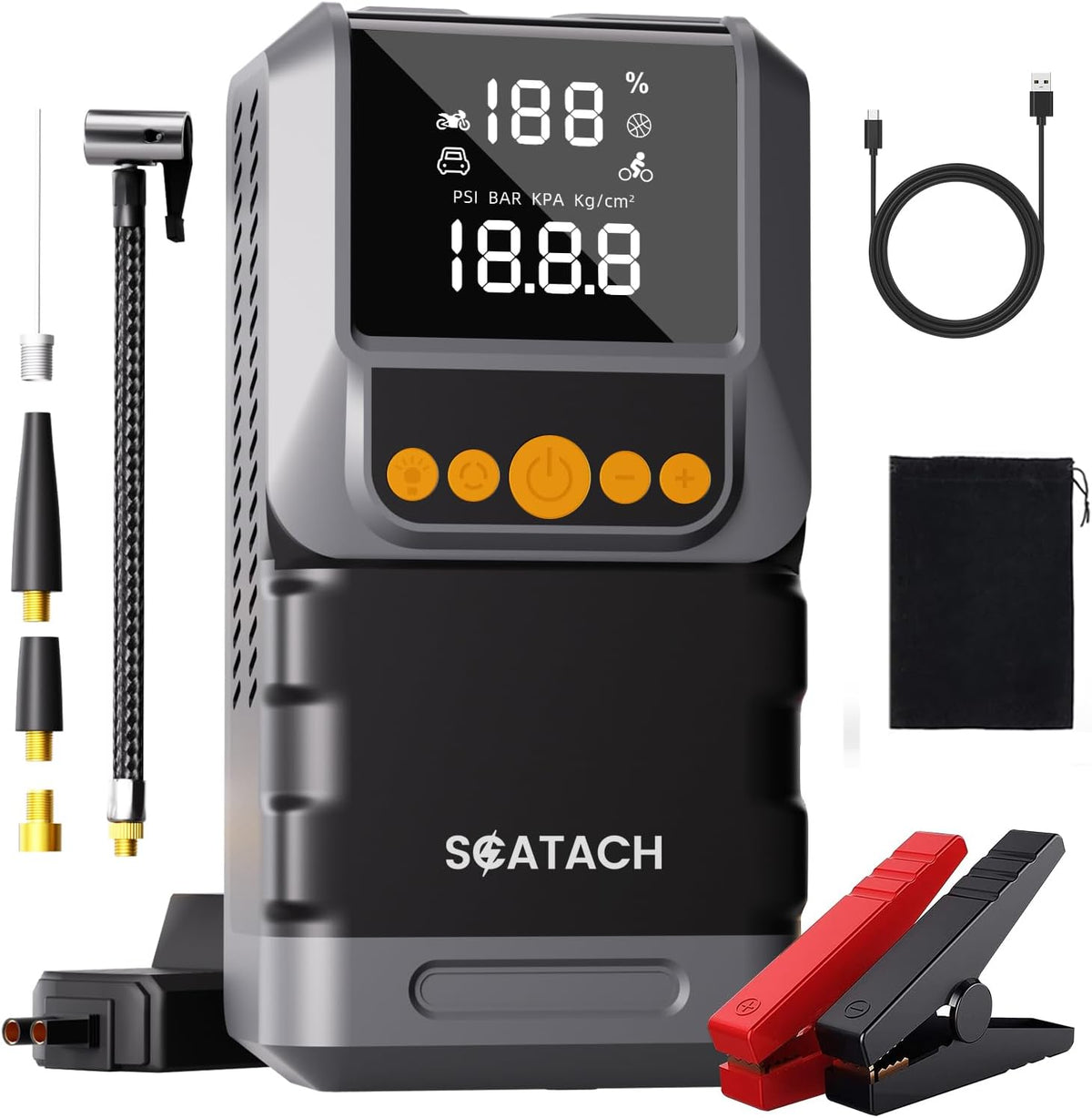 Jump Starter with Air Compressor, 6000A 150PSI Tire Inflator