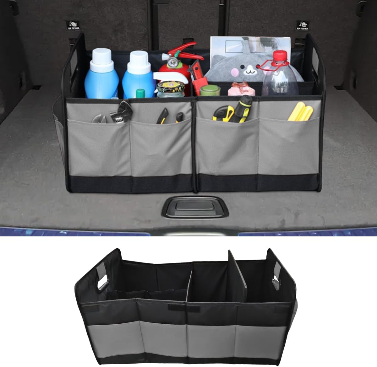 Car Trunk Organizer, 65L Collapsible Auto Storage Box (Black)
