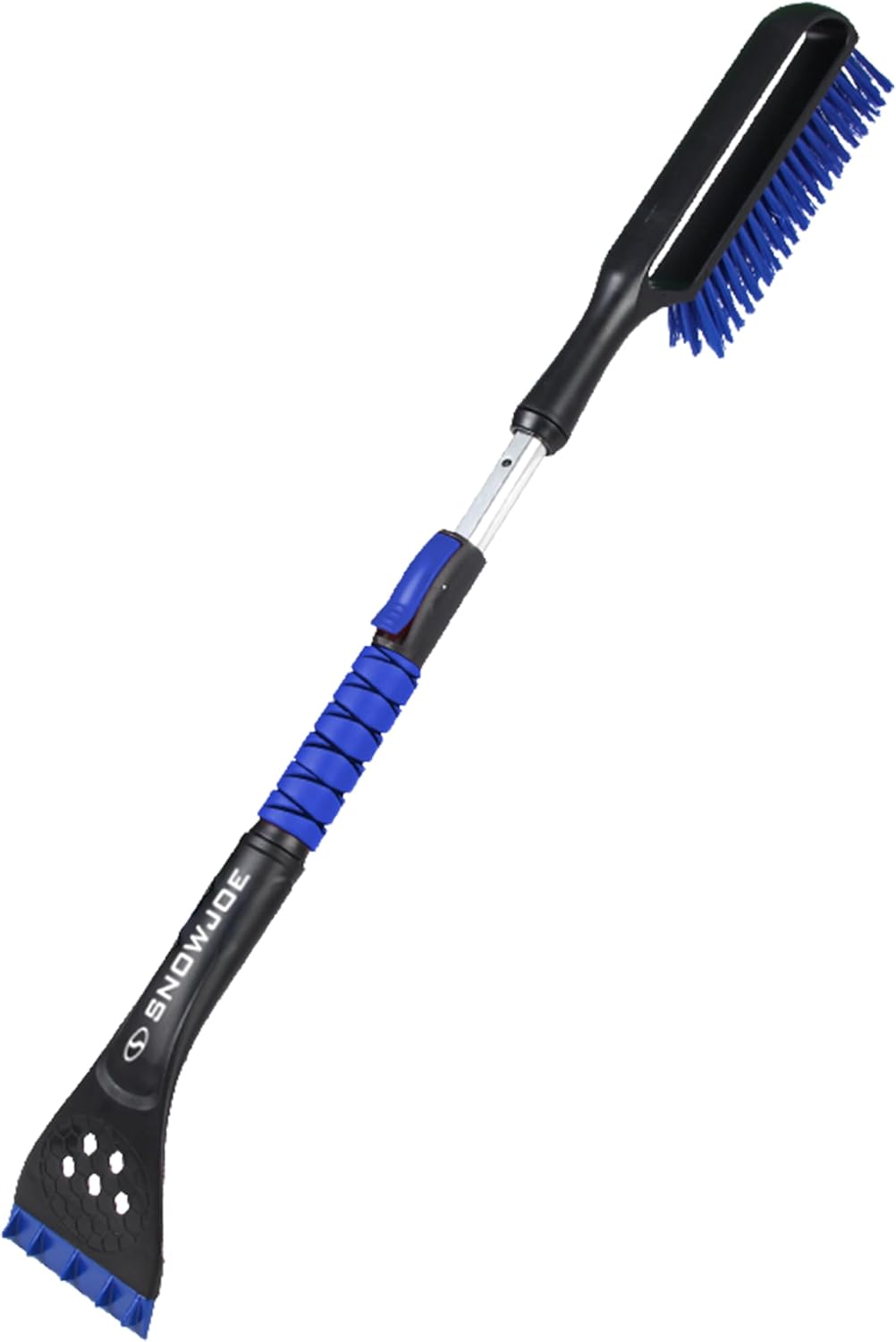 Snow Joe 45-Inch Multi-Purpose Ice Scraper for Car Windshield and Extendable Snow Brush with Foam Grip, 360° Pivoting Brush Head and Squeegee, for Car, Truck, SUV, Snow Removal Winter Car Accessory