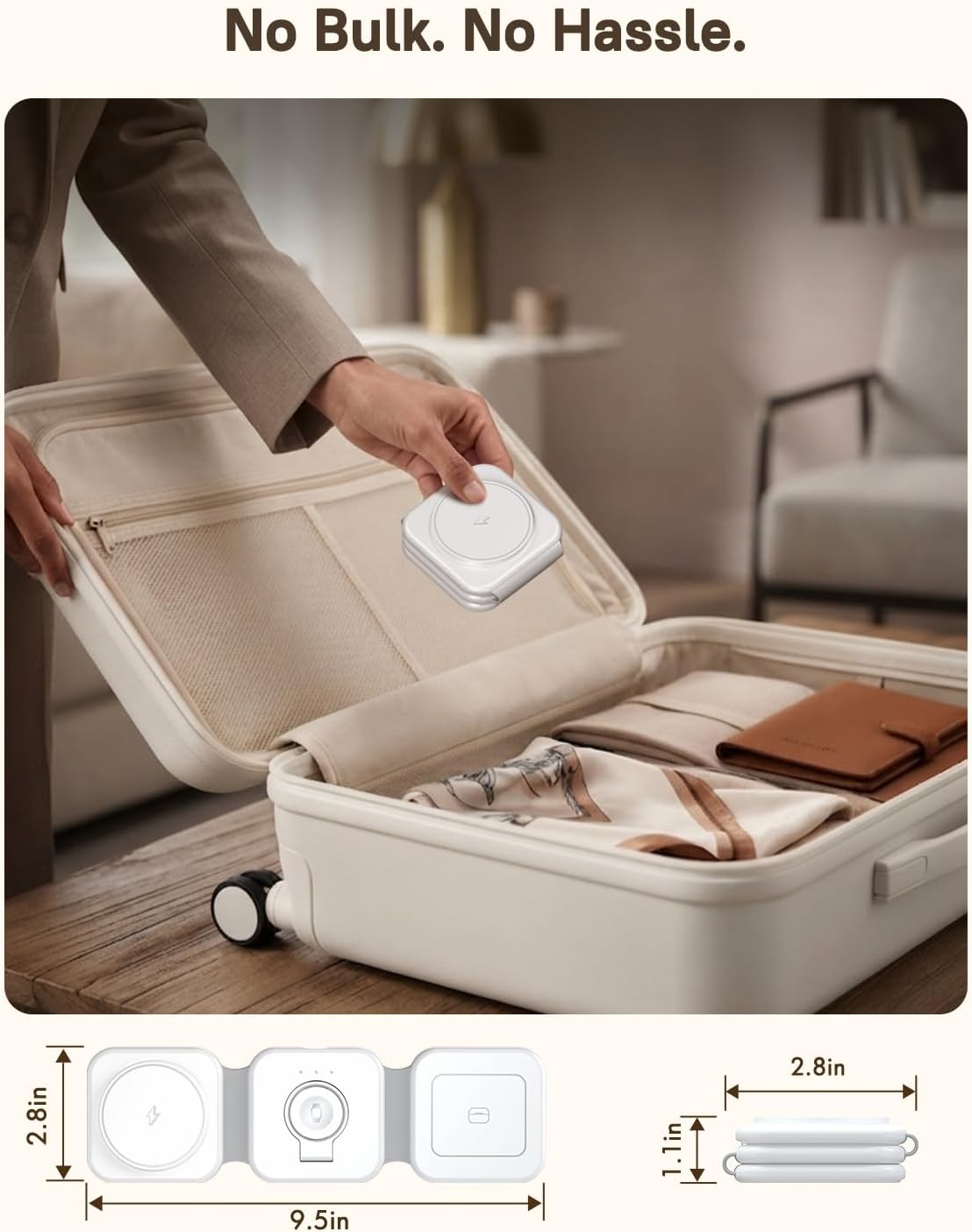15W Magnetic Travel Charging Station, 3-in-1 Foldable MagSafe Charger
