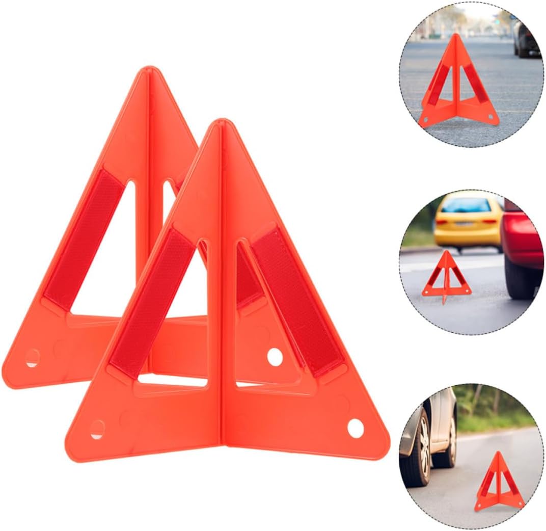 3pcs Foldable Triangle Warning Sign Reflective Red