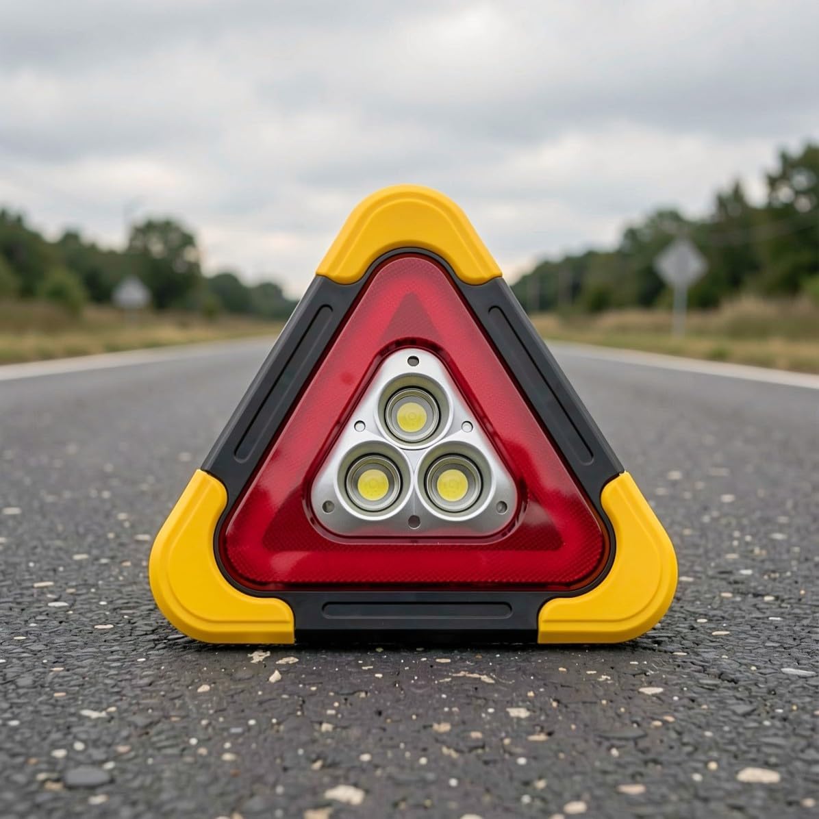 Homoyoyo Portable Vehicle Emergency Light Warning Triangle with Metal Legs