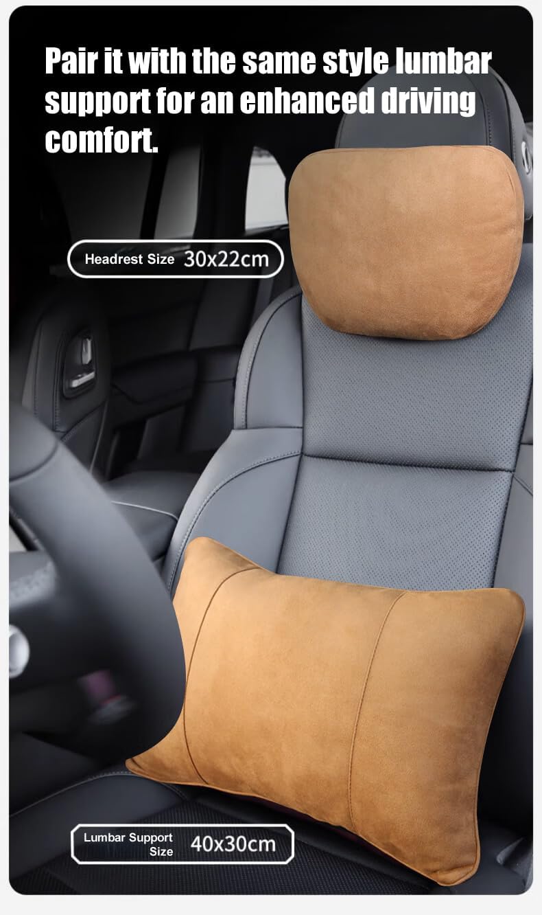 2-Pack Sorona Car Neck Pillow & Lumbar Support Suede Universal