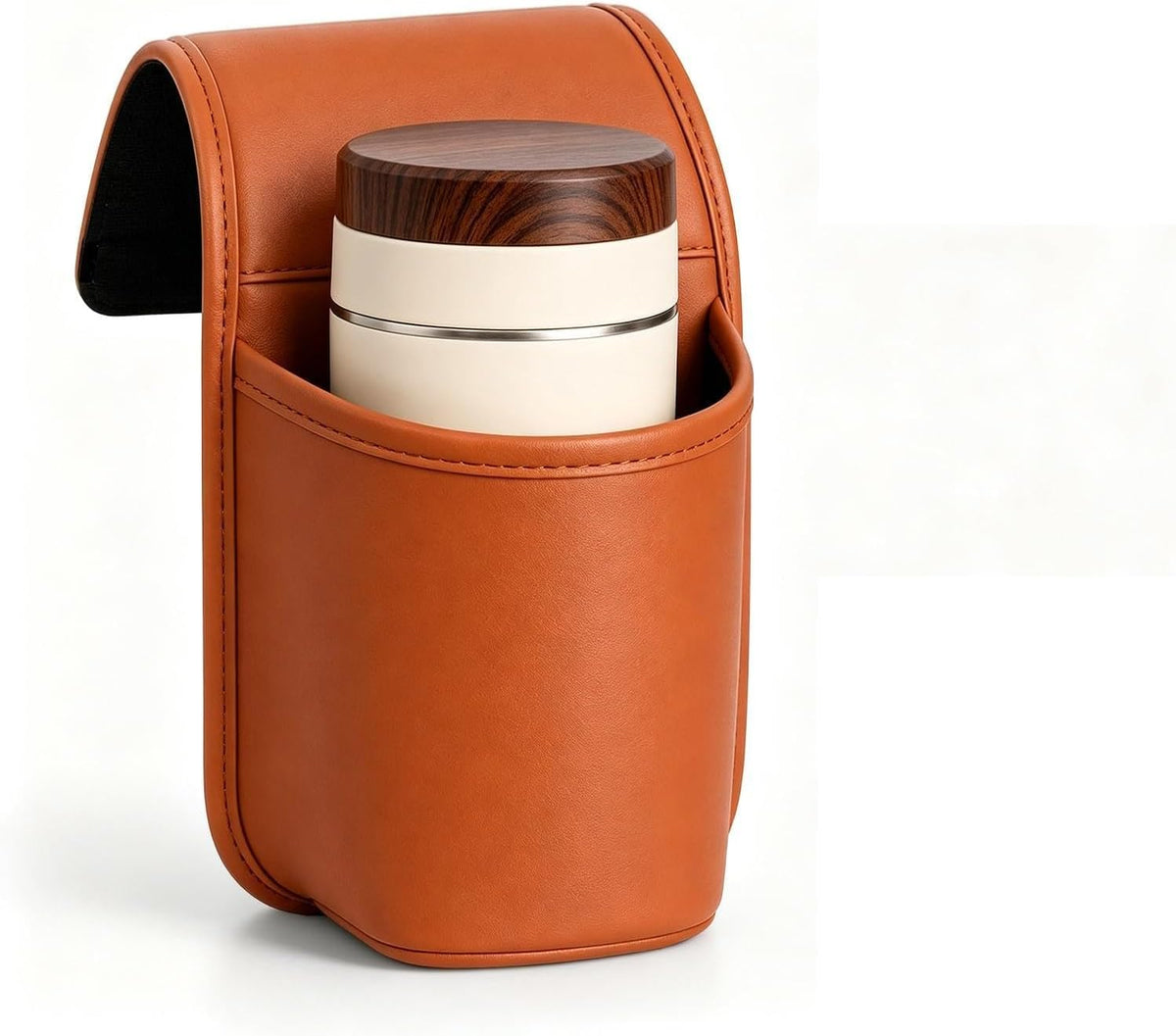 Leather Car Door Cup Holder for Window, Hanging Bottle Holder, Black