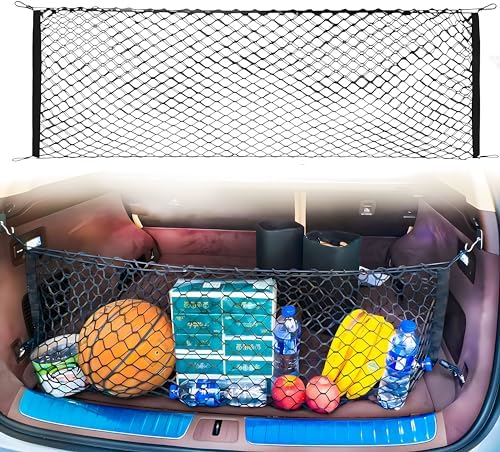 Trunk Cargo Net Compatible with 2020-2025 Cadillac XT6, Black Nylon, Hook Fastener