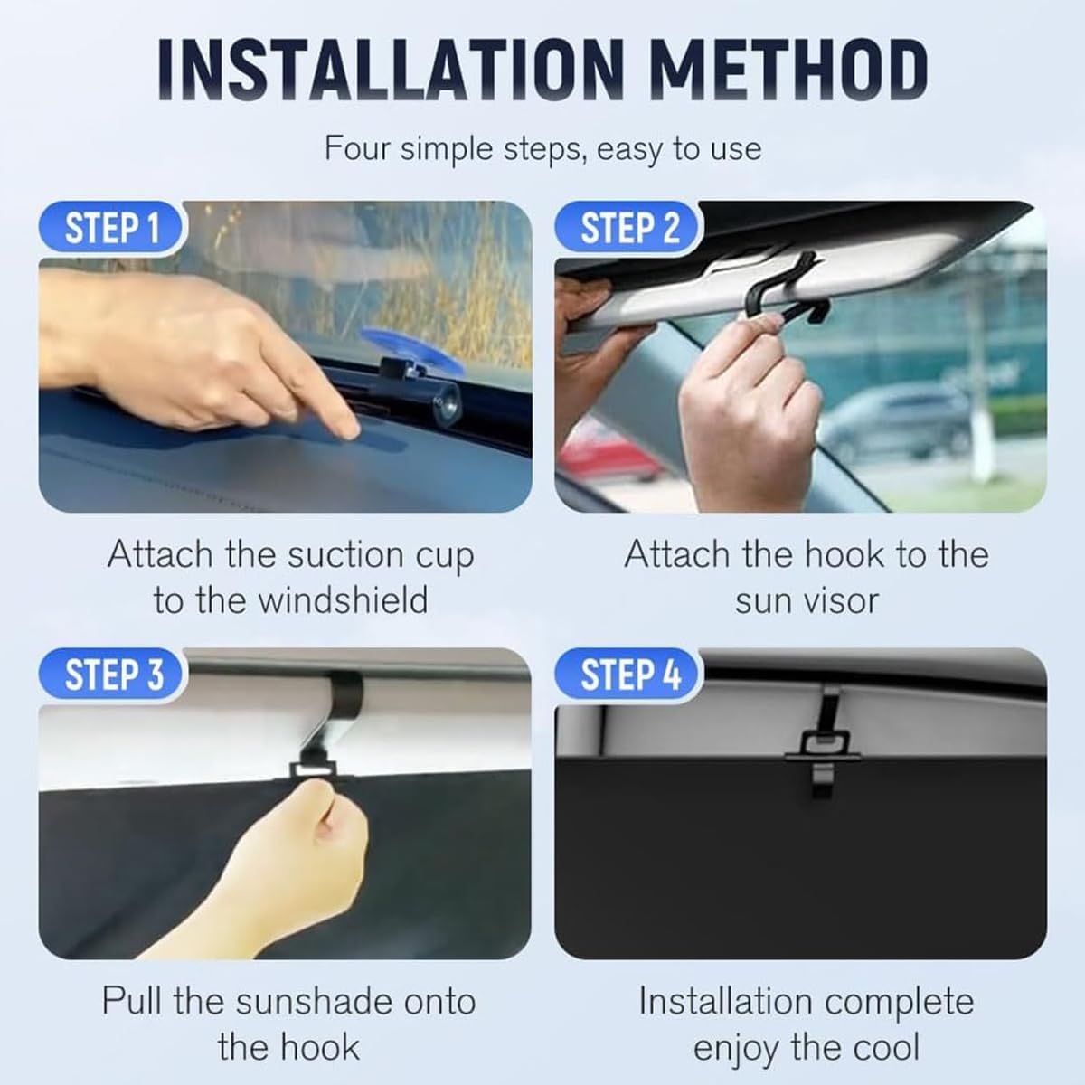 2026 Auto Retractable Car Windshield Sun Shade,Adjustable Automatic Sunshade for UV & Heat Protection,Privacy Protection,Universal Fit for Cars, Foldable Sun Visor for Parking & Outdoor Use