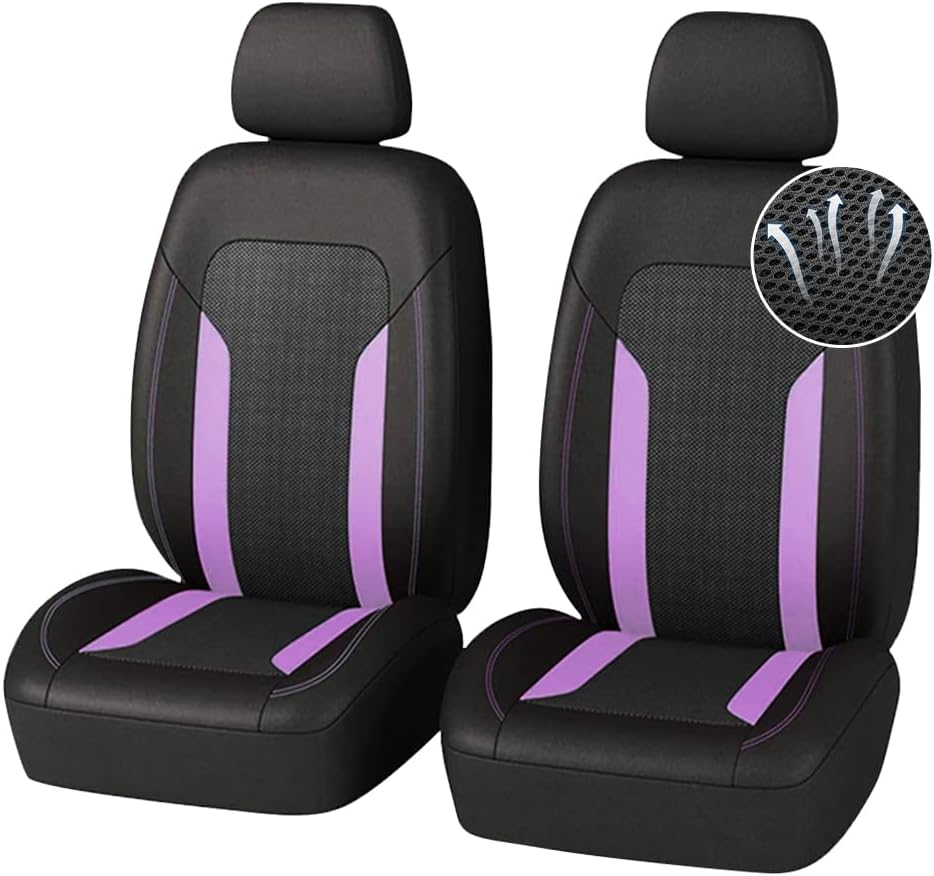 4PCS Cooling Car Seat Covers,Breathable Front Seat Covers with Mesh Construction and Foam Padding,Car Seat Protector to Reduce Back Sweating,Universal Car Interior for Car SUV (Pink)