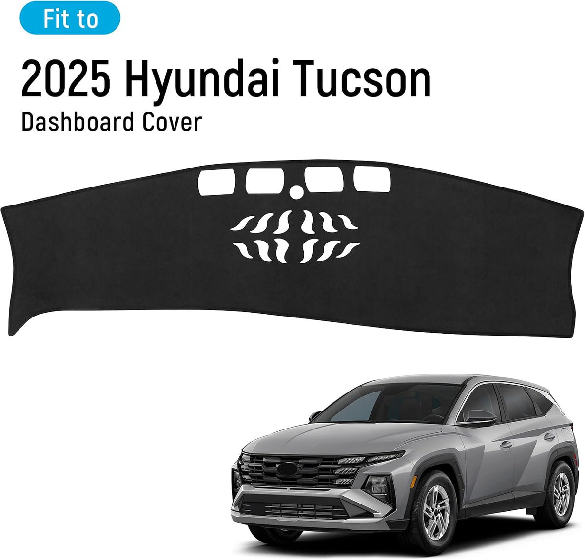 Dash Cover Compatible with Hyundai 2025 2026 Tucson Accessories Flannel Dashboard Cover Dash Mat Center Console Cover Sunshield Protector Pad