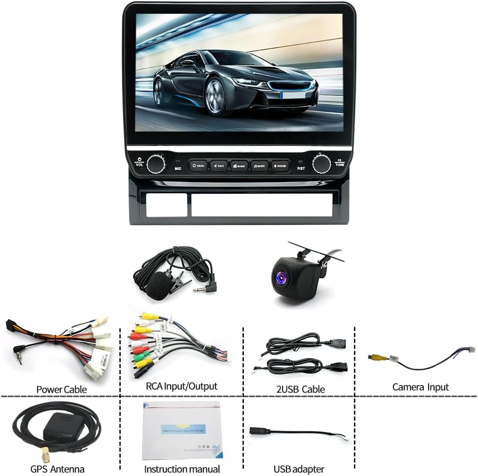 Android 13 Car Carplay Radio Compatible for Toyota Tacoma 2005-2013, 10.1inch IPS HD Touch Screen Stereo with WiFi/GPS Navigation/SWC/Bluetooth/Mirror Link/FM/RDS/AHD Backup Camera - 2+32GB