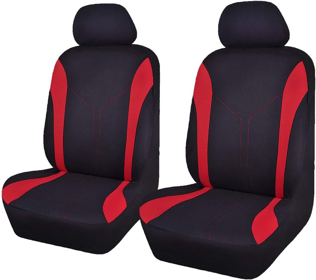 Flying Banner Car Seat Covers Front Set Breathable Mesh Seat Protector Fabric Polyester Cover Easy Installation SUV CAR Woman Lady Femal (Front Set, Black Red)