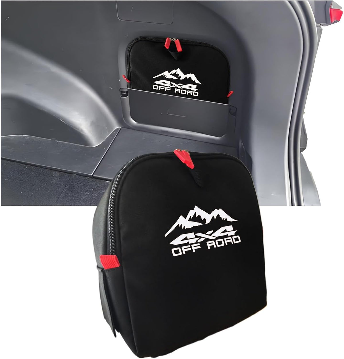 Trunk cubby storage bag Cargo side pocket compatible with Toyota RAV4 2019-2025 backpack organizer car trunk accessories (4x4Orange)