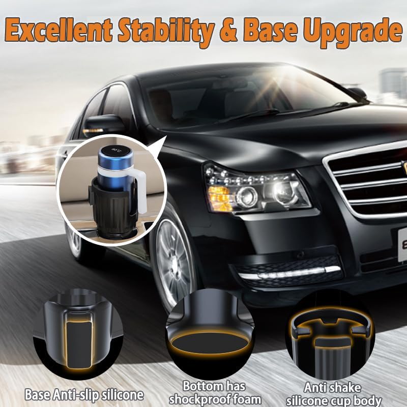 Cup Holder Expander with Phone Mount, Adjustable Cup Holder Cell Phone Car Mount for 16-40oz Tumbler Cup,Cupholder Extender Holder Stanley Cup Car Accessories