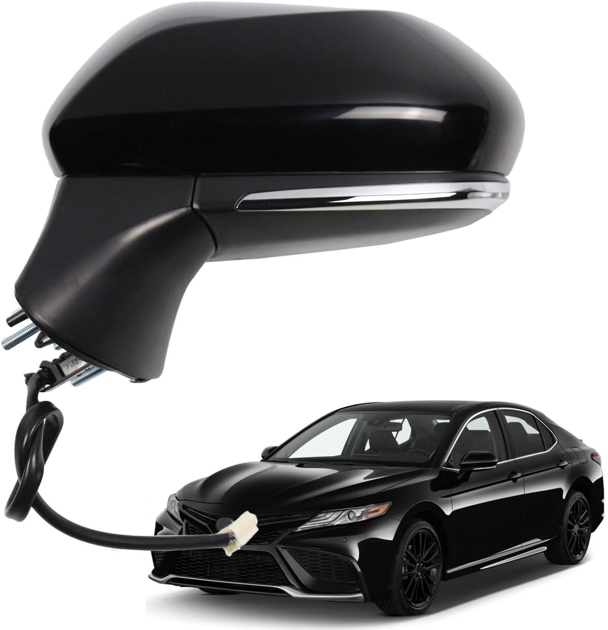 Side Mirror for Toyota Camry 2018 2019 2020 2021 2022 2023 2024 Power+Lamp+Heat+Blind Spot Monitor Glass-7Pins, Right Passenger Side,replace for Partslink # TO1321368, 87910-06840
