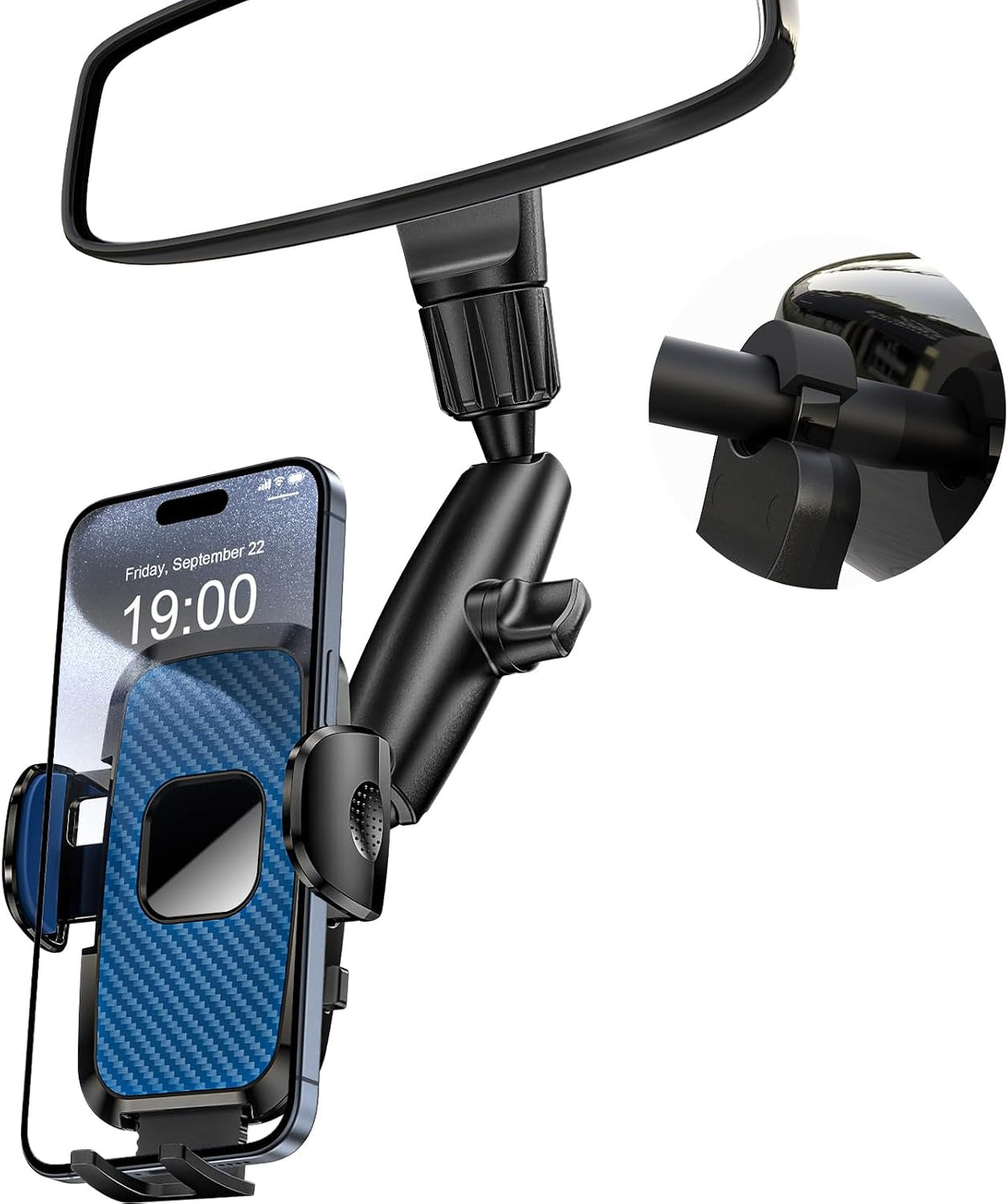Magnetic Phone Holder for Car, Rear View Mirror Phone Holder, 360° Rotating Car Phone Mount, Compatible with iPhone 17/16/15/14/13/12 Series and All Phones with Magsafe Case or Metal Ring