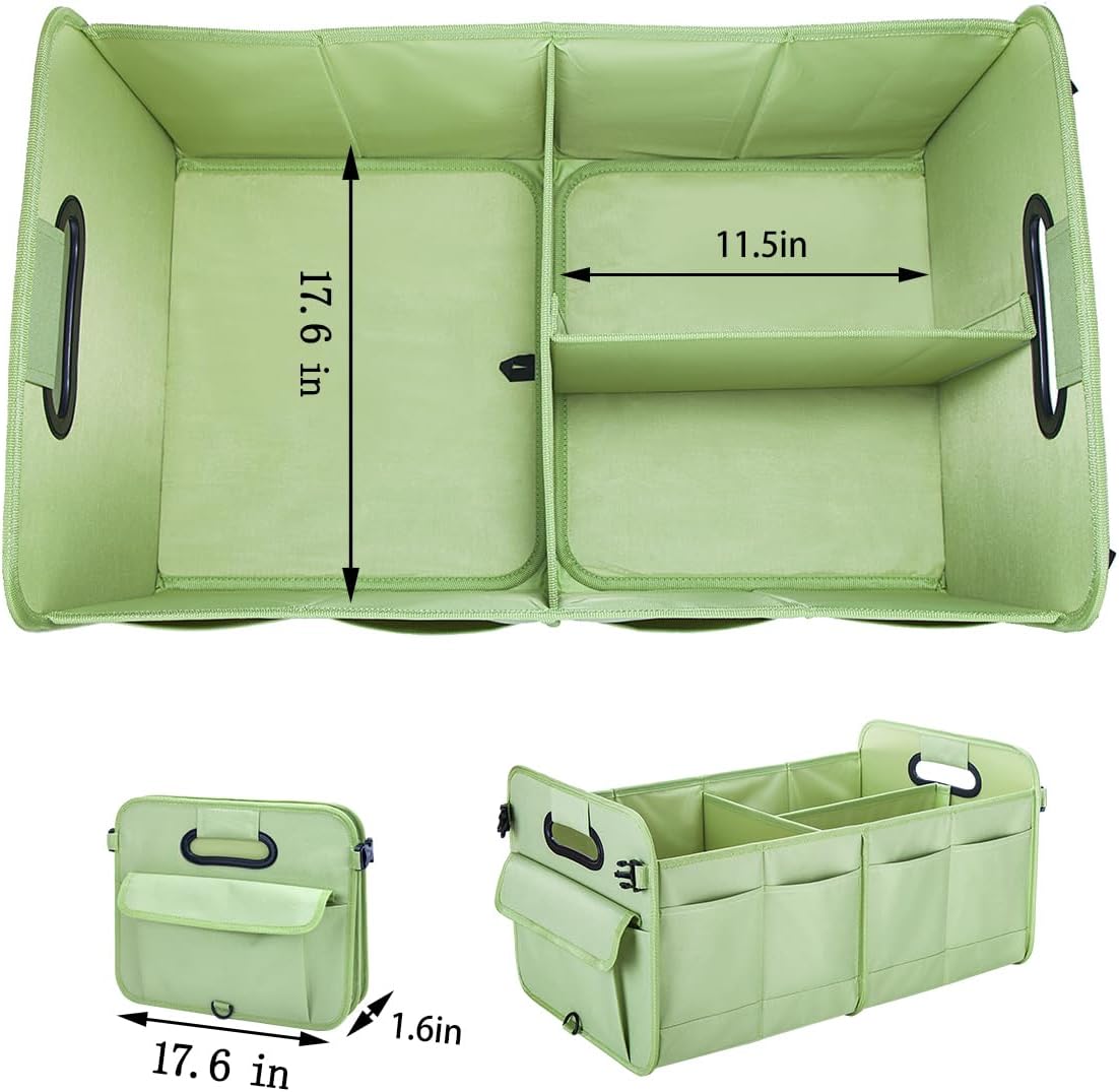 titiyiof Trunk Organizer For Suv & Sedan,Car Organizers and Storage, Waterproof Collapsible & Adjustable Straps,70L Sturdy Car Organization for Car Accessories, Tools,Sundries,2-3Compartment(Green